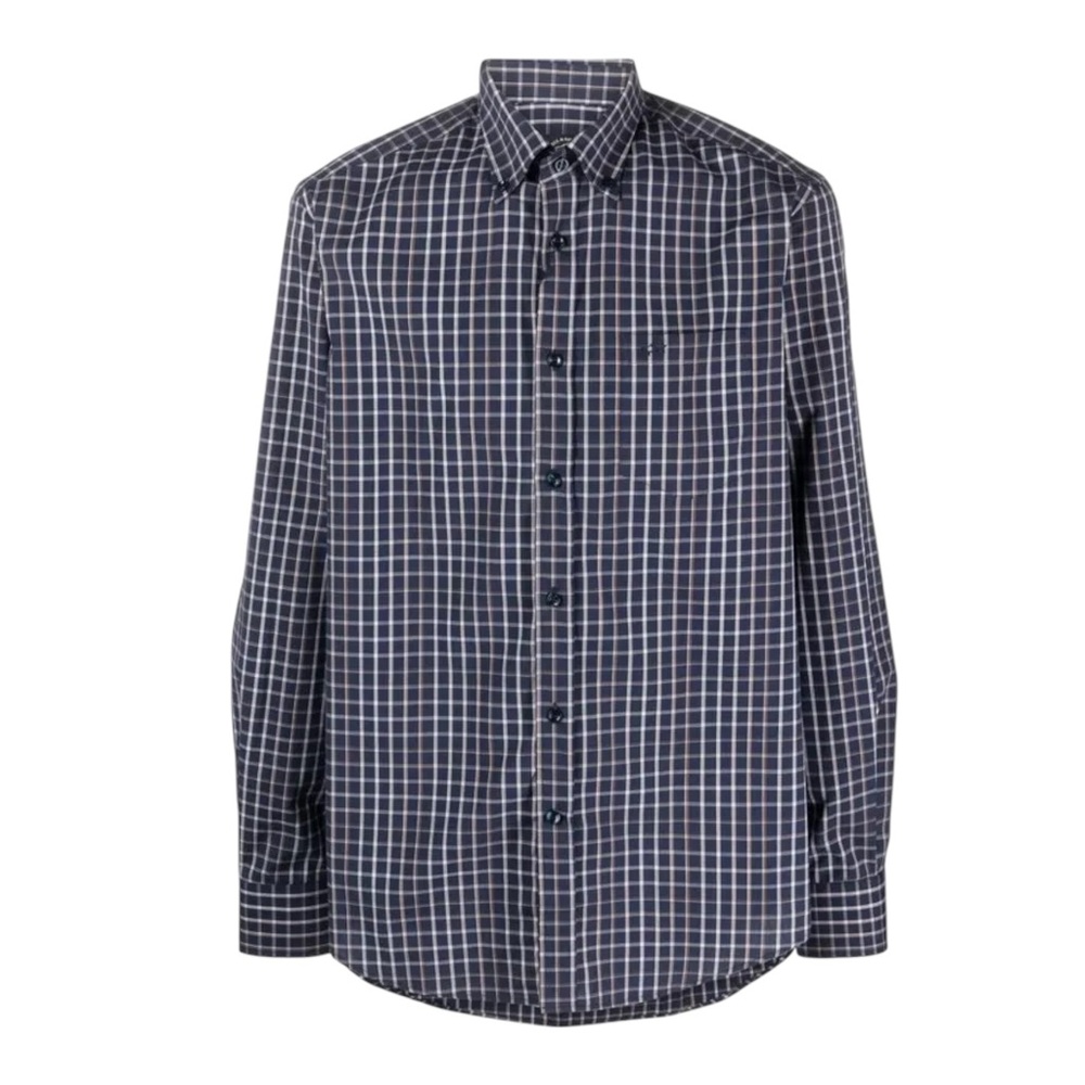 Paul & Shark Organic Cotton Checked Grid Long Sleeve Shirt Italian Made Sz 40